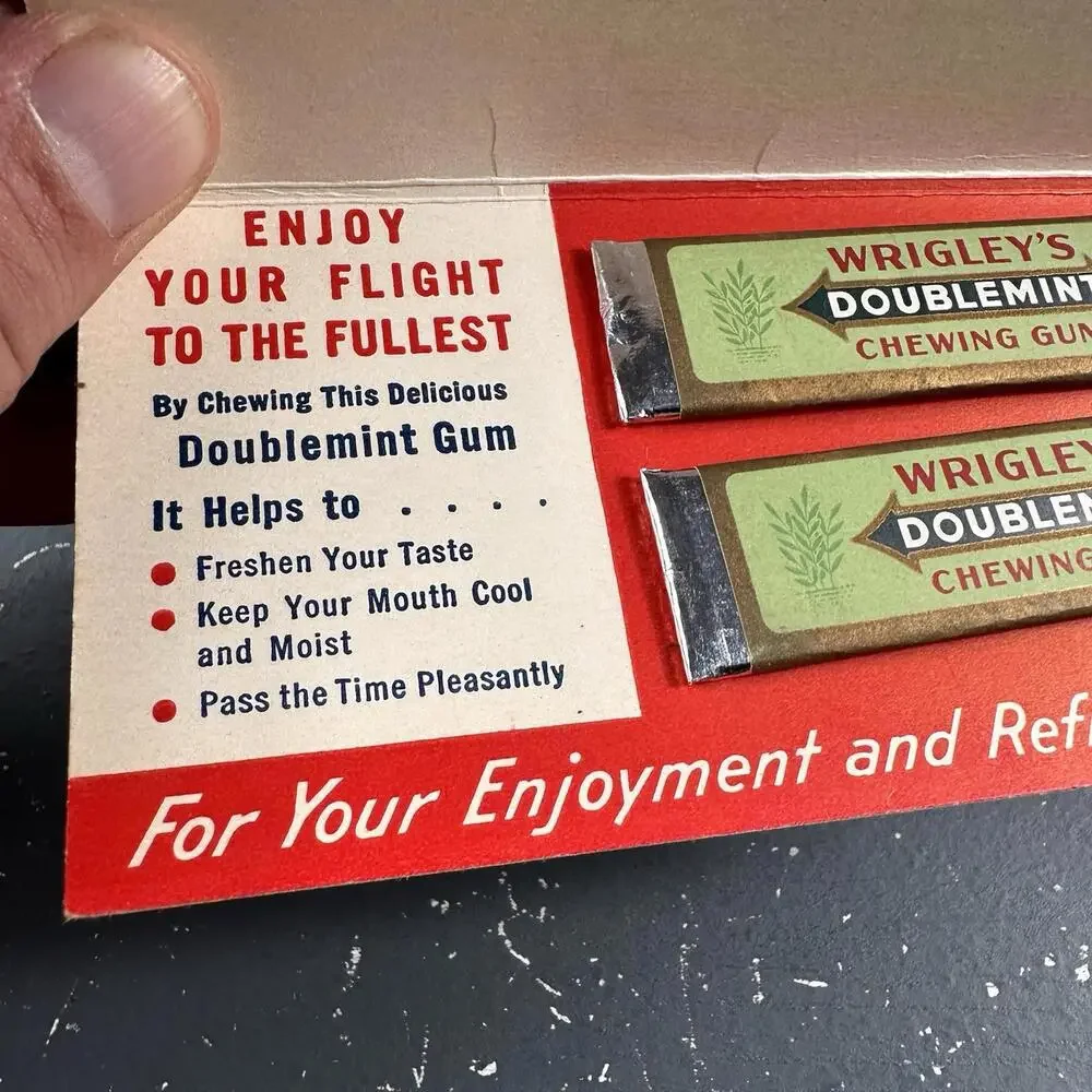 VTG Wrigley's Gum Wilminton-Catalina Airline In Flight Service 2 Spearmint Stick - Picture 2 of 5